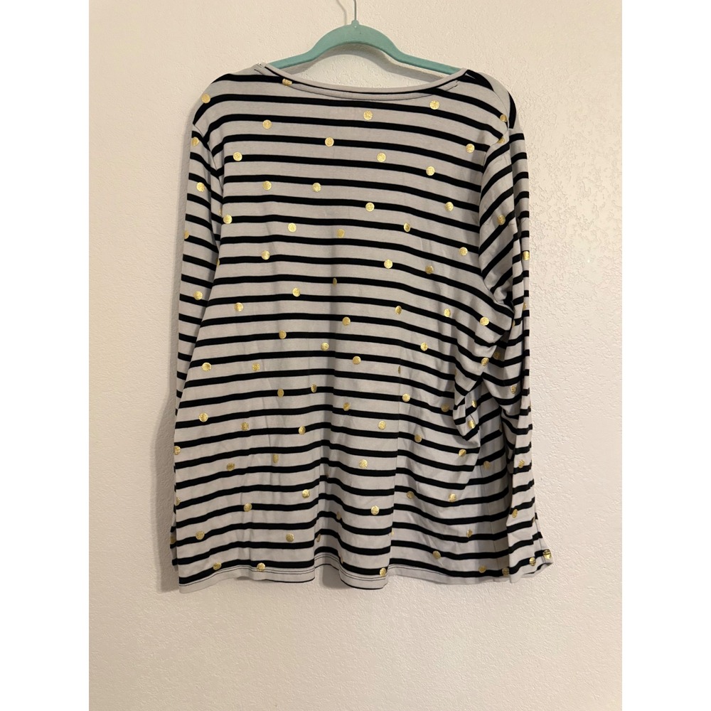 Lane Bryant Womens Striped Gold Dot Long Sleeve Top Plus Size 22 24 - Picture 3 of 3